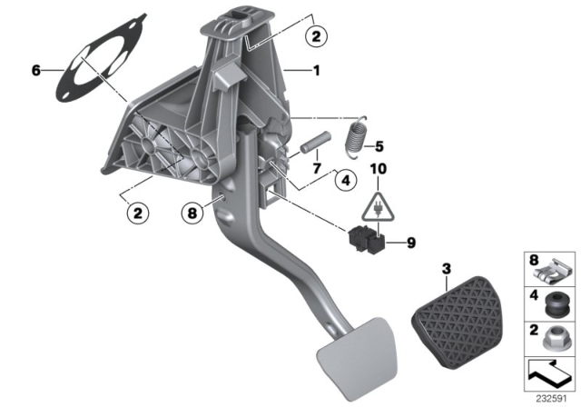 2014 BMW X3 Pedal Assembly, Automatic Transmission Diagram