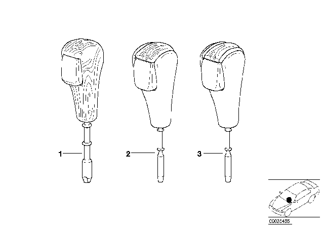 2001 BMW 325xi Individual Selector Lever Handle, Wood Diagram