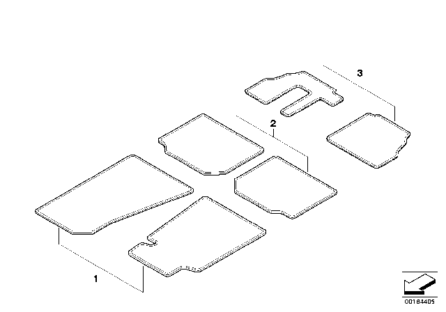 2002 BMW M5 Rubber Floor Mats Diagram