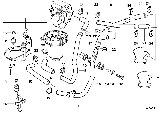 1999 BMW 750iL Emission Control - Air Pump Diagram 1