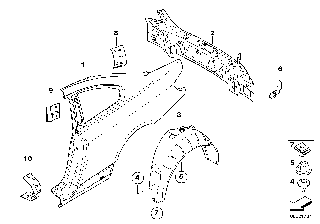 2007 BMW 335i Side Panel / Tail Trim Diagram