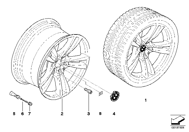 2011 BMW X6 M BMW LA Wheel, M V-Spoke Diagram