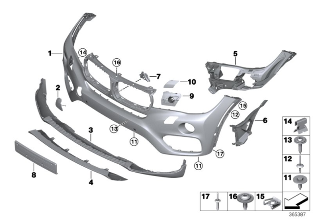 2015 BMW X6 Cladding, Bumper, Front Diagram for 51117319796