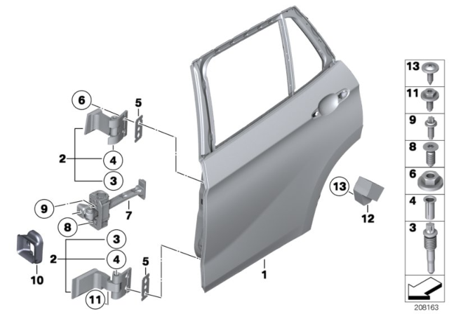 2013 BMW X1 Rear Door Brake Diagram for 51222990642