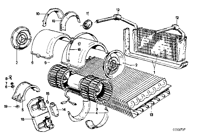 1979 BMW 733i Air Conditioning Unit Parts Diagram 2