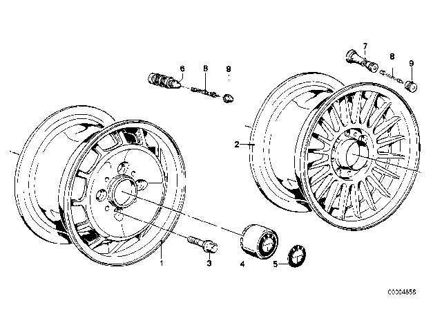 1977 BMW 320i Light Alloy Rim Diagram 1