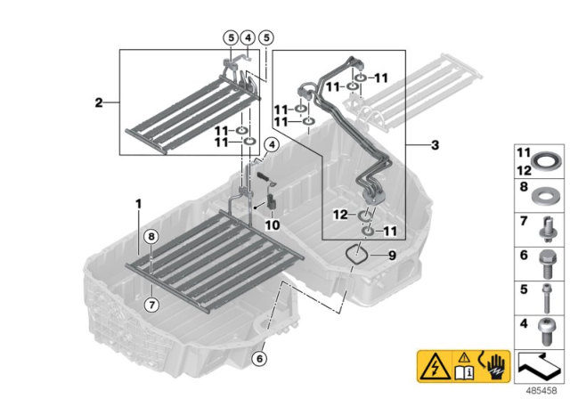 2018 BMW 740e xDrive Radiator High-Voltage.Batt.Bottom Right Diagram for 61278632536