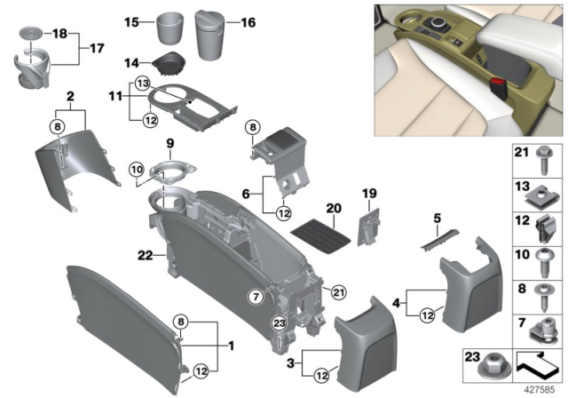 2016 BMW i3 Centre Console Diagram