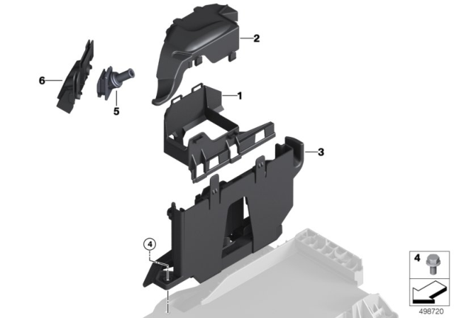2018 BMW X1 Electronics Box, Upper Section Diagram for 12908617356