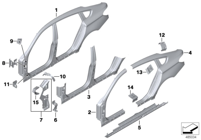 2014 BMW 550i GT Side Frame Diagram