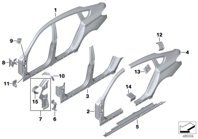 2014 BMW 550i GT xDrive Right Door Sill Diagram for 41217238622