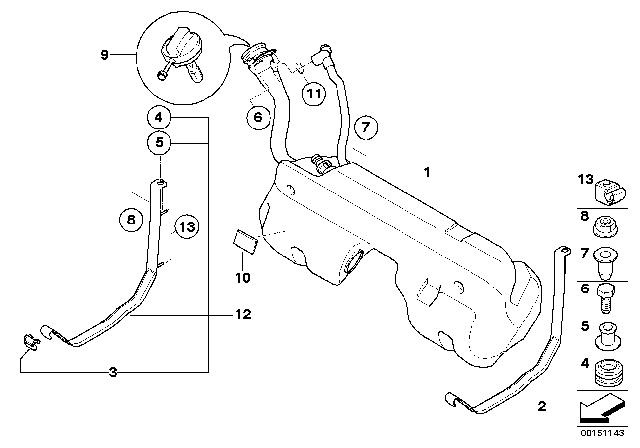 2008 BMW Z4 Fuel Tank Mounting Parts Diagram