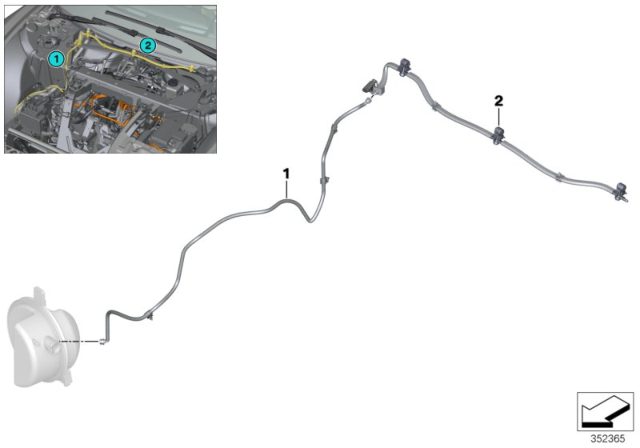 2015 BMW i8 Nozzle Chain, Windscreen Washer System Diagram for 61667339906