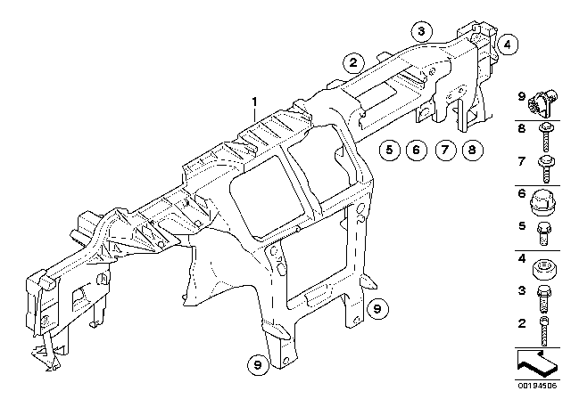 2008 BMW X5 Carrier Instrument Panel Diagram