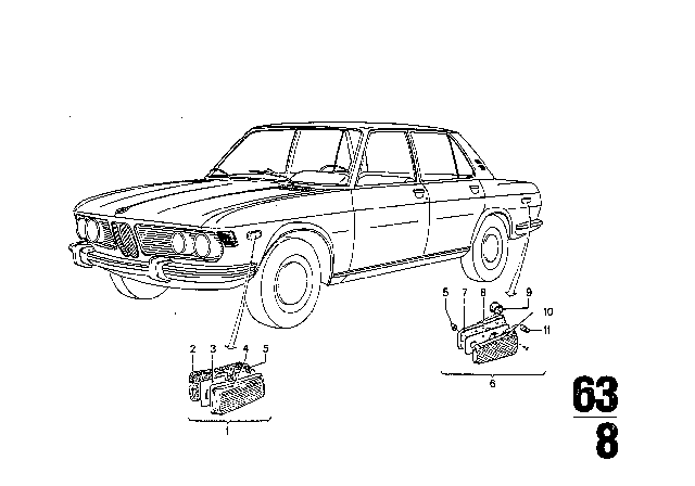 1972 BMW Bavaria Side Marker Light Diagram