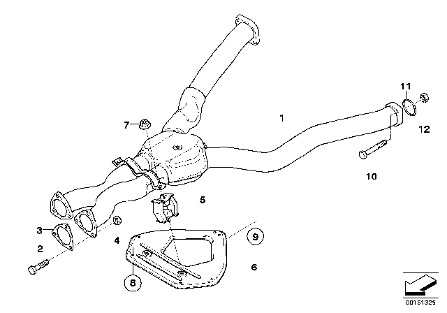 2007 BMW Z4 M Centre Silencer With Tubes Diagram for 18107836639