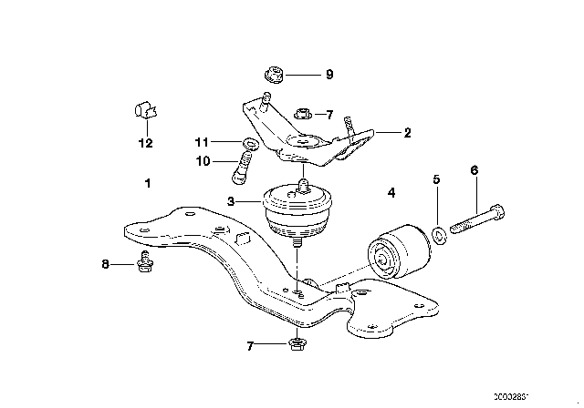 1995 BMW 740iL Adapter For Gearbox Cross Member Diagram for 22321141848