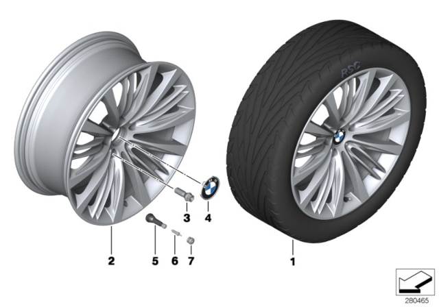 2011 BMW 750i BMW LA Wheel, V-Spoke Diagram 4