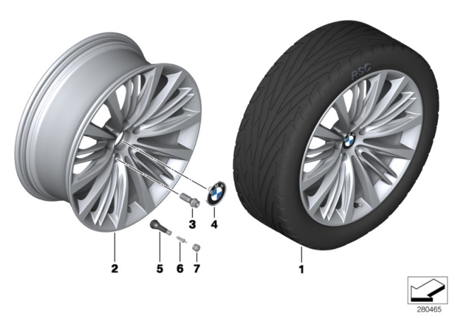 2013 BMW 535i GT BMW LA Wheel, V-Spoke Diagram 4