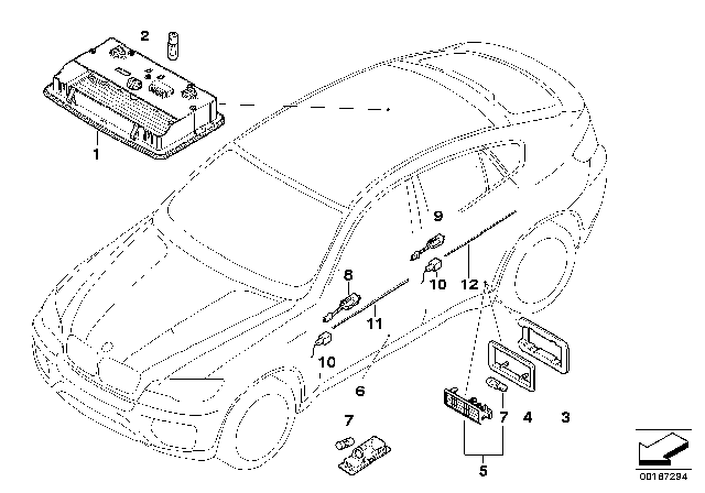 2011 BMW X6 Various Lamps Diagram 1