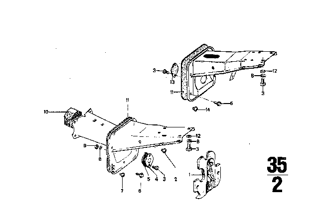 1972 BMW 3.0CS Pedals - Supporting Bracket Diagram 2