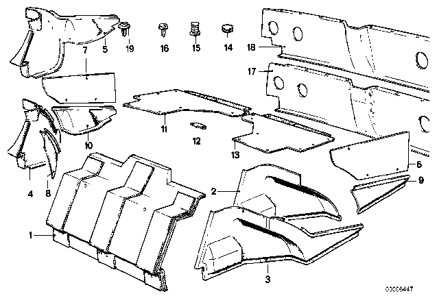 1978 BMW 633CSi Trunk Trim Panel Diagram 1