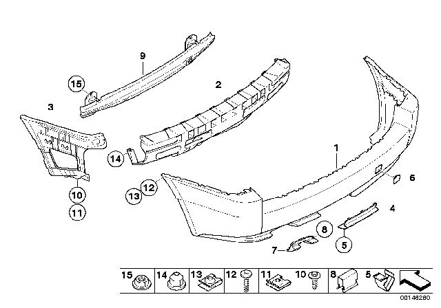 2005 BMW X3 Bumper Trim Panel, Rear Diagram for 51123400941