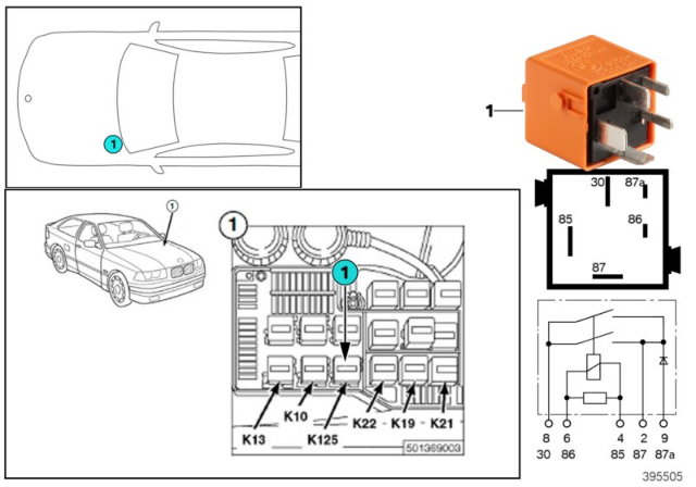 1994 BMW 325i Relay, Pump Motor Diagram