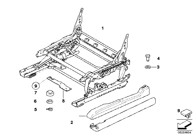 2009 BMW X3 Front Seat Rail Diagram 2