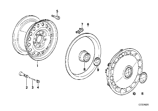 1986 BMW 325e Steel Rim Diagram