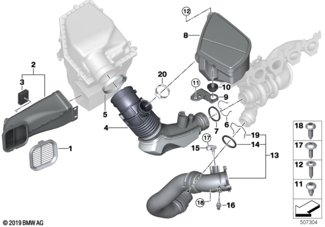 2017 BMW 740e xDrive Spring Clip Diagram for 13718648428