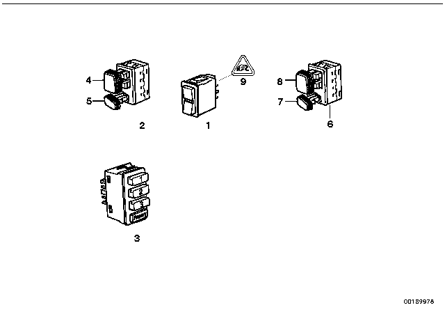 1994 BMW 525i Various Switches Diagram 2