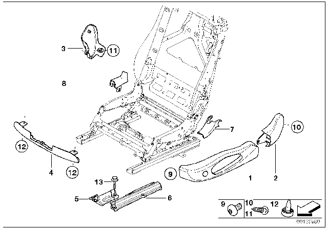 2008 BMW 650i Seat Front Seat Coverings Diagram