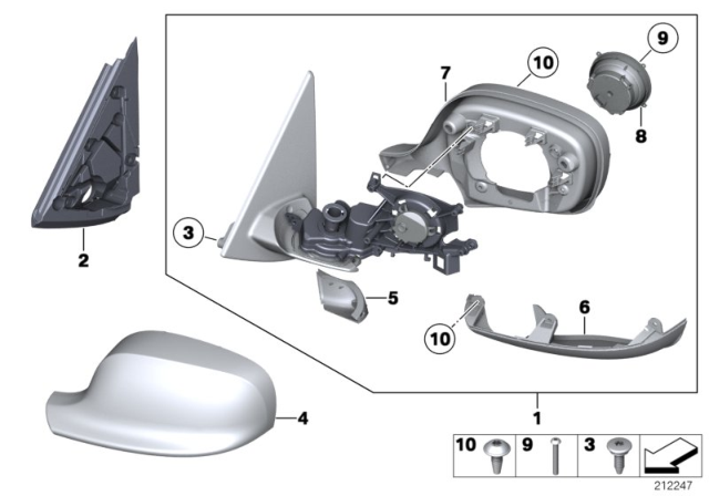 2014 BMW X1 Set Of Covers Mirror Baseplate Diagram for 51162993417