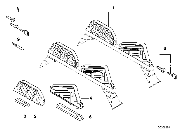 1995 BMW 525i Ski / Snowboard Set Diagram