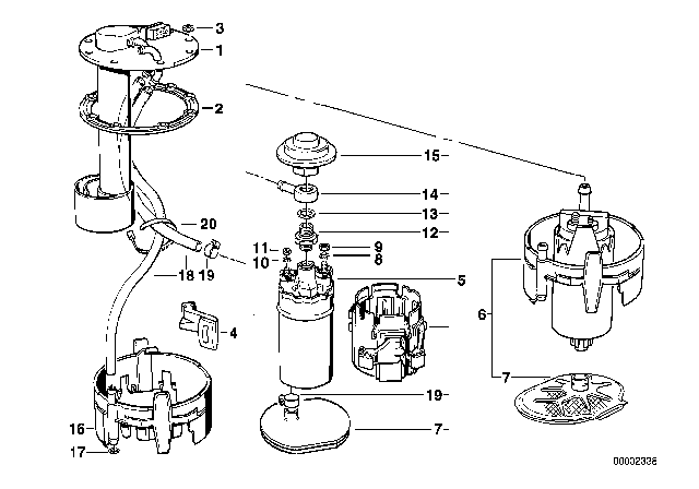 1993 BMW M5 Fuel Pump Diagram for 16141181354