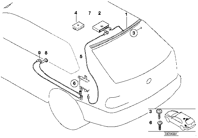 2005 BMW 325i Side Window Antenna Amplifier Diagram for 65258377817