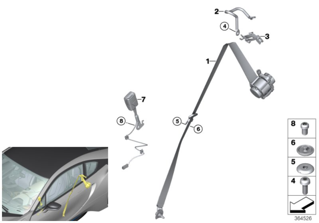 2016 BMW i8 Belt Guide, Left Diagram for 72117354757