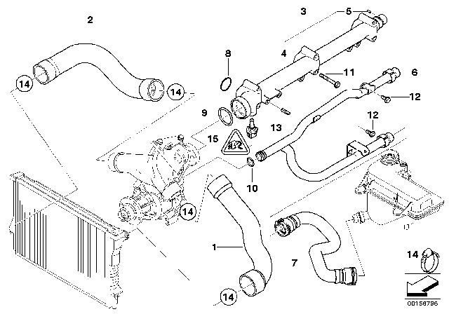 2001 BMW Z3 M Water Hose Diagram for 11537830994