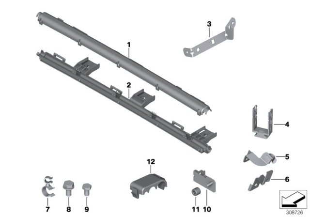 2012 BMW 328i xDrive Cable Harness Fixings Diagram 1