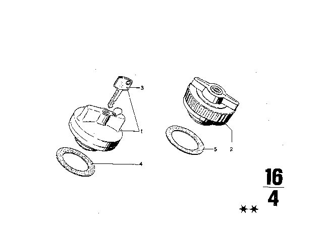 1969 BMW 2800 Lockable Filler Cap Diagram for 16111106486