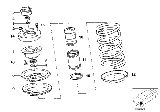 1988 BMW 635CSi Guide Support / Spring Pad / Attaching Parts Diagram