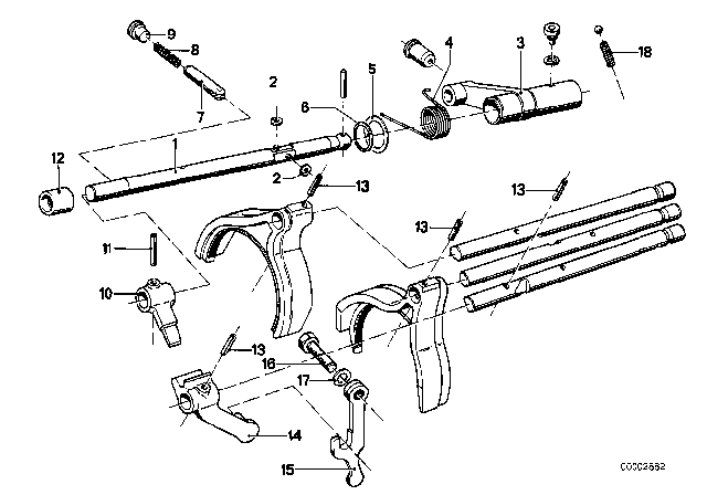 1978 BMW 633CSi Inner Gear Shifting Parts (Getrag 262) Diagram 1