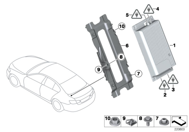 2013 BMW ActiveHybrid 5 Hands-Free Charging Electronics, High Diagram