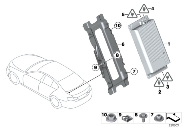 2012 BMW ActiveHybrid 5 Hands-Free Charging Electronics, High Diagram