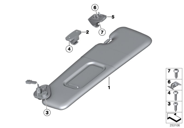 2014 BMW M6 Sun Visors Diagram