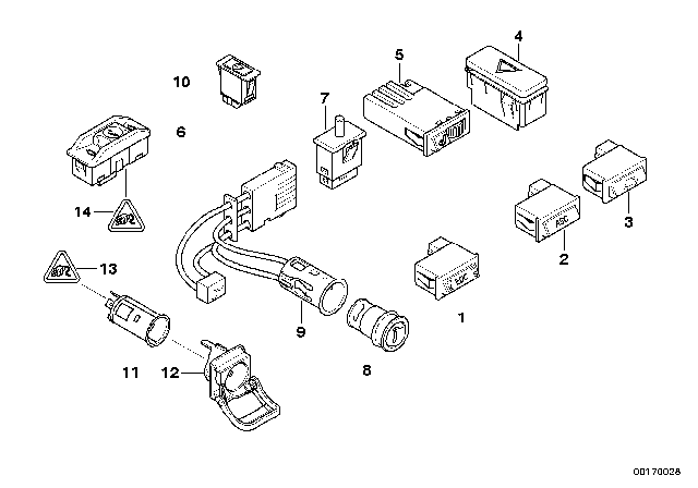 2001 BMW 525i Various Switches Diagram 4