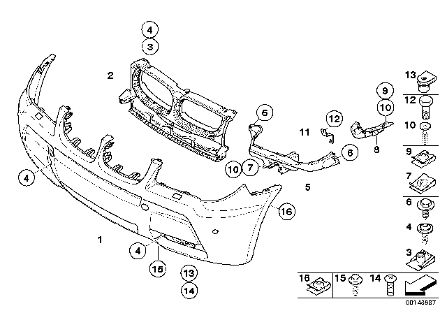 2005 BMW X3 Panel, Bumper, Primed, Front Diagram for 51113424647