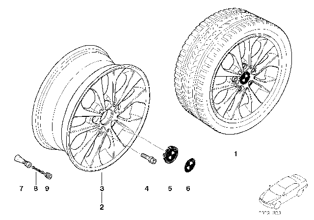 2000 BMW 323Ci BMW LA Wheel, Double Spoke Diagram 3