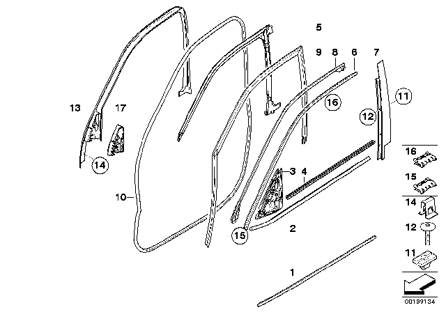 2009 BMW X5 Trims And Seals, Door Diagram 1